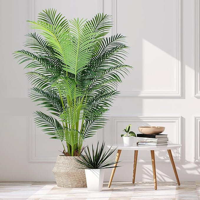 YEPDIN 6 Ft Artificial Tropical Palm Tree With 24 Removable Leaves - Large Faux Plant for Indoors and Outdoors, Silk Housewarming Gift, K185