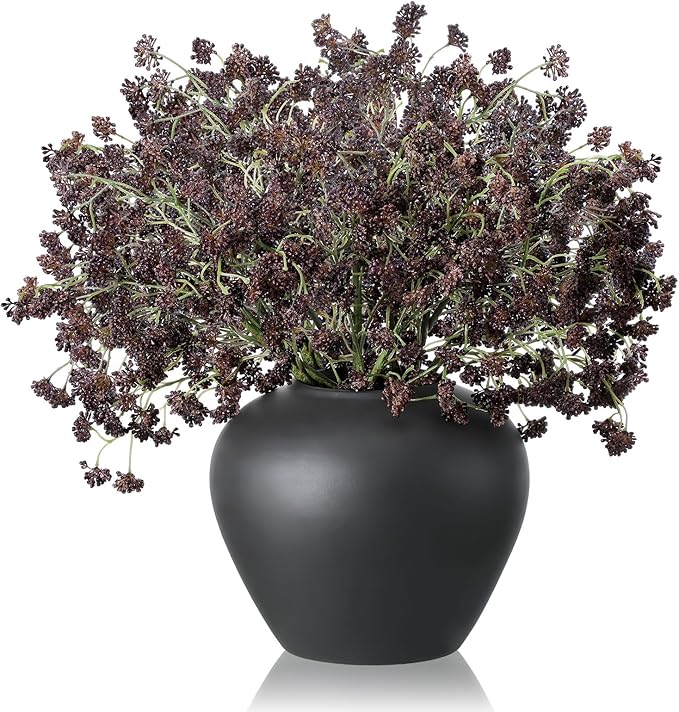 10 Pcs Plum Faux Berry Stems Artificial Dusty Sedum Berry Stems Picks Branches Faux Spray for DIY Holiday Farmhouse Home Mantel Harvest Decorations (16 Inch)