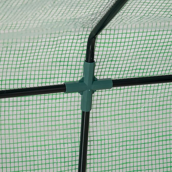 Outsunny 6' x 3' x 3' Portable Greenhouse, Garden Green House with 2 PE/Plastic Covers, Steel Frame and 2 Roll Up Windows, Green