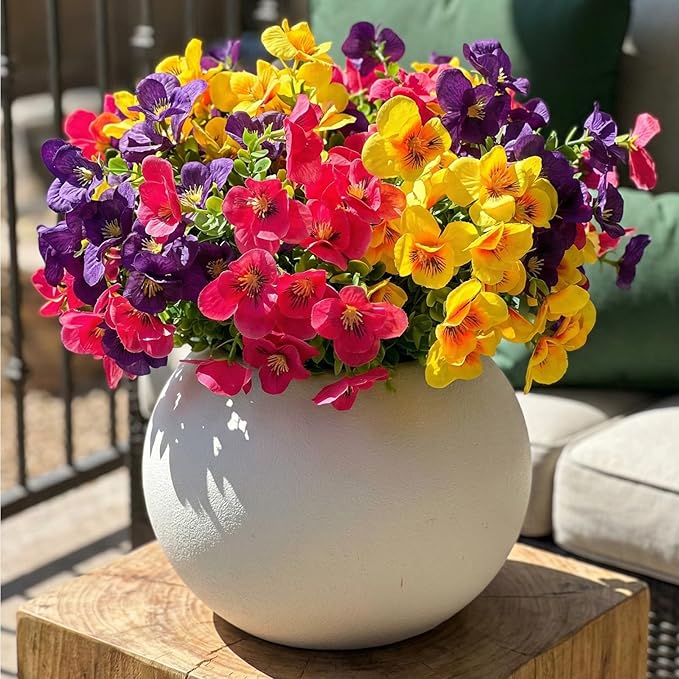 Artificial Flowers for Outdoor, Realistic Faux Plants for Outside Indoor Porch Patio Window Box Planter Home Decor (Colour Mixture)