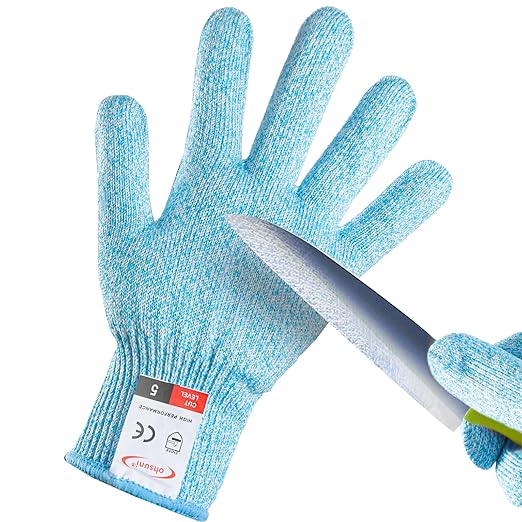 Cutting Gloves, 1 Pairs of Cut Resistant Gloves Food Grade, Cut Resistant Gloves for Kitchen, Oyster Shucking, Fish Fillet Processing, Carving Wood and Gardening(Small-Blue)