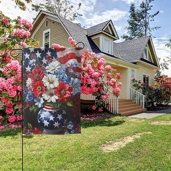 Flowers Garden Flag 12x18 Inch Double Sided Polyester Outdoor Flag For Patio Lawn Yard And Garden Decor