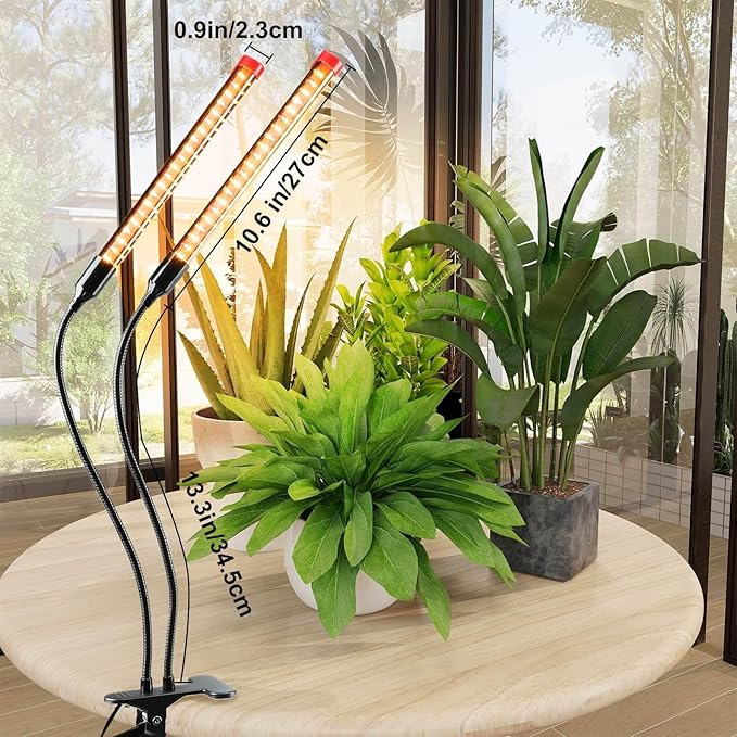 JINHONGTO Clip Grow Lights for Seed Starting Seedlings with Timer, Enough Bright 18 Watt Power Home Plug, Not 5W Adapter, Small Bonsai Grow Light, Full Spectrum Plant Light for Indoor Growing