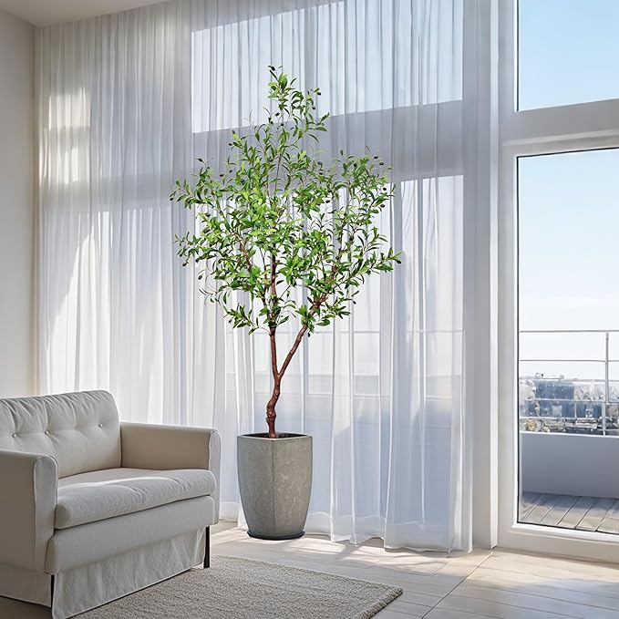 Niwellveb Faux Olive Tree Fake Tree Artificial Indoor 7 Feet (84 inches) Realistic Potted Silk Indoor Large Fruit for Home Offices, Living Rooms, Bedrooms, Stairs and Foyer Decor
