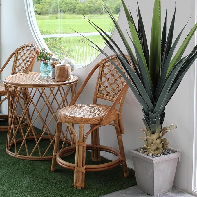 Giegxin 4 Piece 4ft Tall Artificial Spiked Agave Plant Potted Faux Agave Plants 48'' UV Resistant Large Realistic Artificial Greenery Outdoor Indoor for Housewarming Gift House Garden Bathroom