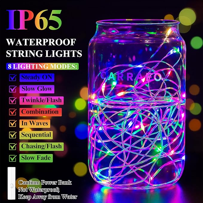 Lakumu Multicolor Fairy Lights Battery Operated, Twinkle Lights with Timer, Mini LED String Lights for Bedroom, Christmas Decorations, Wedding, Centerpiece Table Decor (5M/16FT Multicolor)