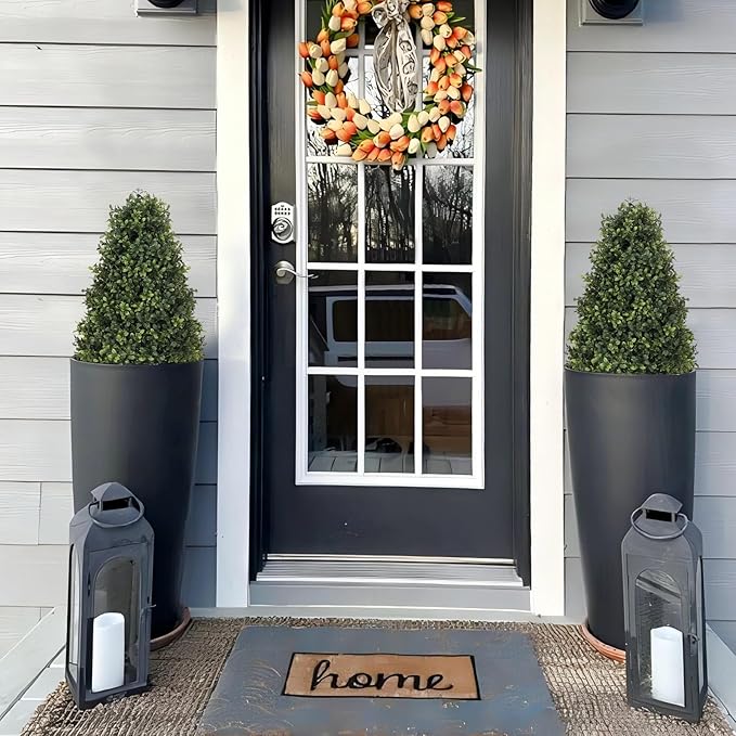 Azoco 30" Boxwood Topiary Trees Artificial Outdoor Set of 2, UV Resistant Faux Plants for Front Porch Planters, Realistic Cone-Shaped Fake Bushes & Shrubs, 2.5ft Evergreen Decoration