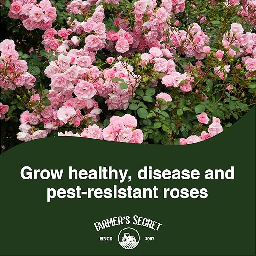Farmer's Secret Rose Booster Fertilizer (32oz) - Super Concentrated - Formulated for All Types of Roses Throughout The Life Cycle - Encourages Healthy Growth and Vibrant Blooms