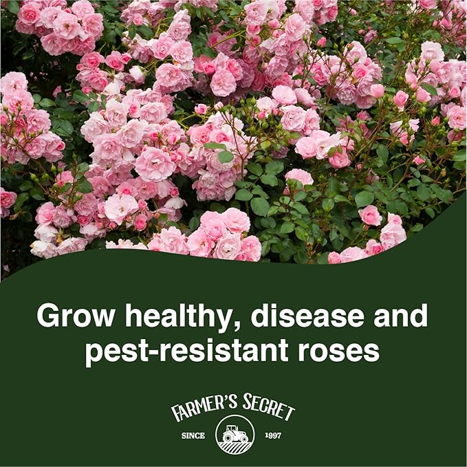 Farmer's Secret Rose Booster Fertilizer (8oz) - Super Concentrated - Formulated for All Types of Roses Throughout The Life Cycle - Encourages Healthy Growth and Vibrant Blooms