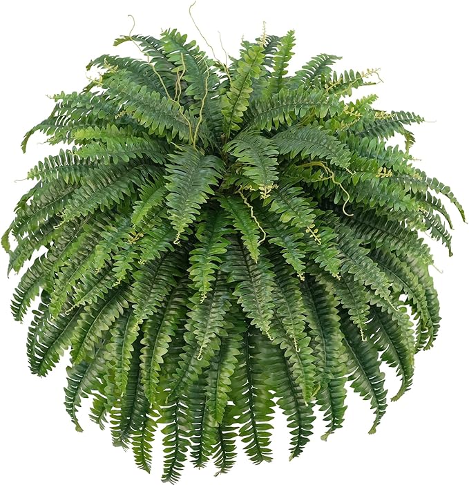 Richeerca Fake Ferns, 50IN Single Realistic Large Faux Plants with 96 Fronds, Artificial Boston Ferns for Outdoors Home DIY Plant Wall Garden Porch Entrance Decor