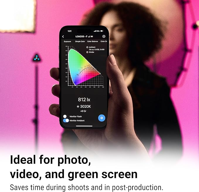 Datacolor LightColor Meter - Bluetooth-Enabled Light & Color Temperature Meter for Photo, Video, and Cinema - Continuous Real-Time Data Streaming - Portable, Compact, Drop-Resistant