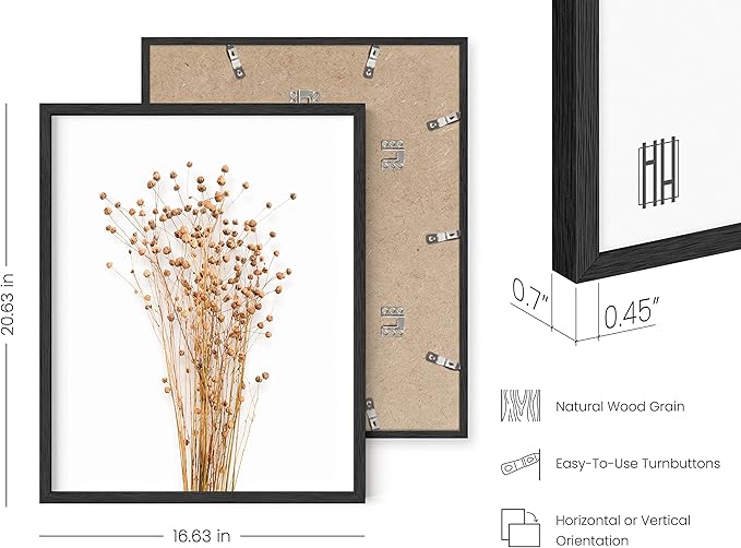 HAUS AND HUES Flower Wall Decor - Set of 4 Floral Wall Art, Framed Flower Paintings, Floral Pictures, Frameable Botanical Posters (16x20, Black Frame)