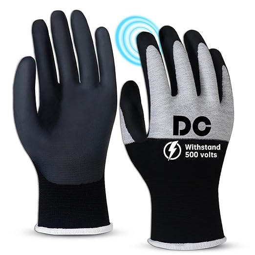 Insulated Electrician Gloves 500V Touch-Screen Voltage/Flame Retardant Work Gloves, Electrical Rubber Non-slip Texture Design for Electricians Prevent Shock