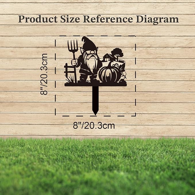 Magilab Personalized Iron Yard Stake - Christmas Cute Gnome Dwarves Decor, 8-Inch Black Metal Garden Sign for Outdoor (Style A)