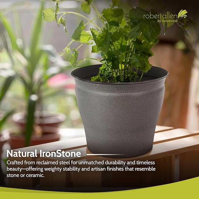 Headwind Natural Ironstone Timberline Collection - 14" Cappuccino Decorative Planter for Outdoor Pots for Plants – Modern Indoor Plant Pots, Large & Small Planters for Indoor Plants by Robert Allen