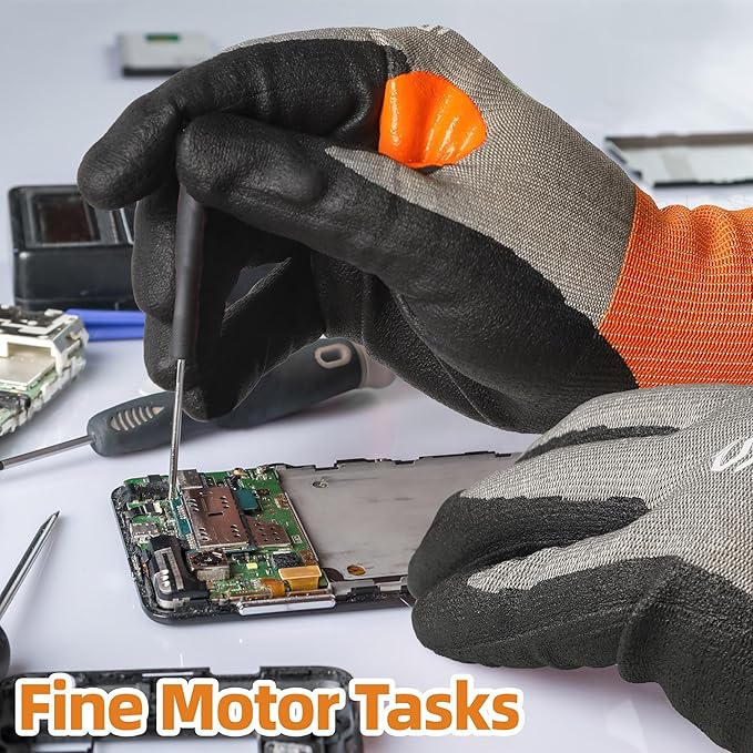 Schwer A6 AIR-SKIN Cut Resistant Work Gloves, Comfortable & Breathable, 21-Gauge Seamless Knit Flexible Safety Working Gloves with Grip for Refined Tasks, Touch-screen, Non PFAS, 2 Pairs, S, AR5926