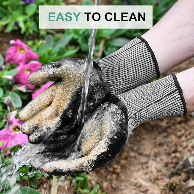 Trifabricy Garden Gloves for Women/Men - 6 Pairs Latex Gardening Gloves with Grip, Protective Work Gloves for Lawn Yard