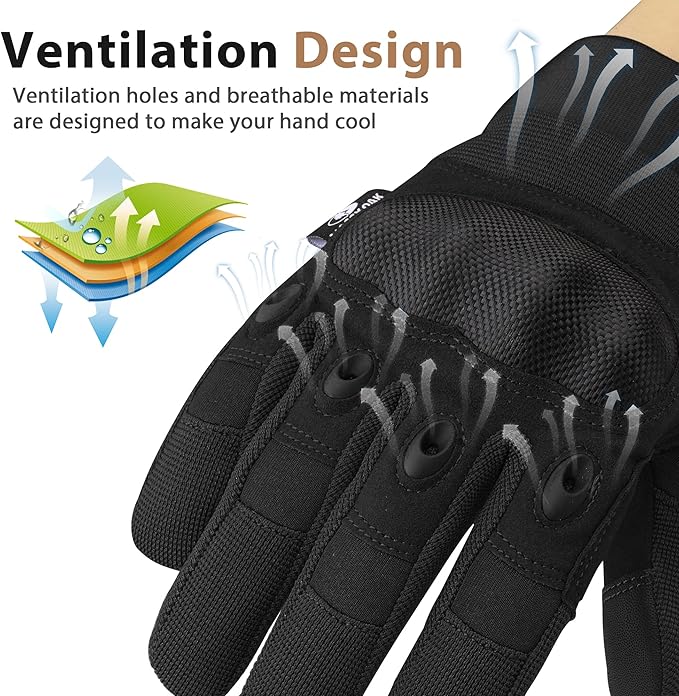 Mossy Oak Tactical Gloves for Men, Touch Screen Airsoft Gloves with Hard Knuckle for Hunting, Paintball, Hiking, Camping