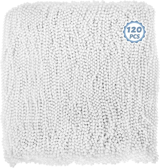 Mardi Gras Beads, 120PCS Bead Necklace, 33" White Beads Bulk, Mardi Gras Accessories, Party Costume Parade Throws Bulk for Pirate Birthday Party Favors Supplies
