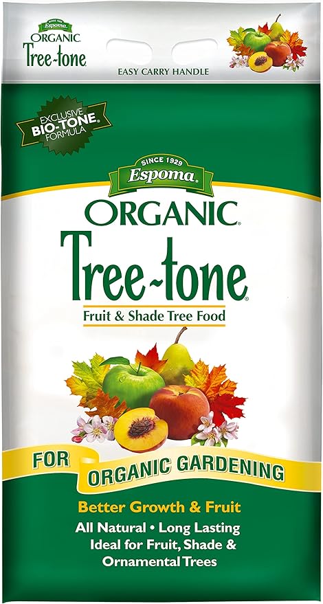 Espoma Organic Tree-Tone 6-3-2 Natural & Organic Fertilizer and Plant Food; 18 lb. Bag; Use for Fruit Trees Like Peach, Apple, & Pear, and for All Shade Trees