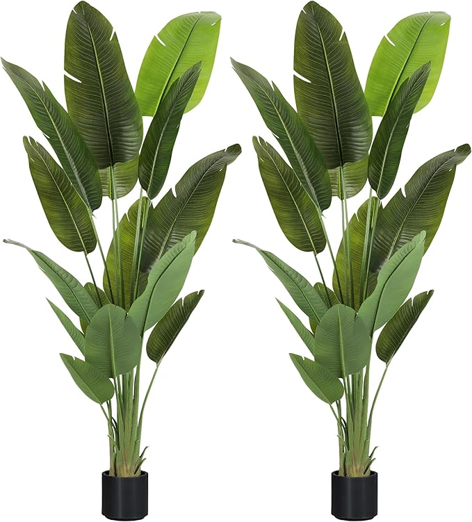 ProDeco Large Artificial Plants Indoor 7.2Ft Silk Bird of Paradise Big Tall Fake Tree Faux Green Silk Floor Potted Plants for Home Living Room Bedroom Office Decor (2 Pack)…