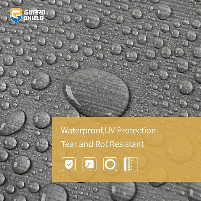 GUARD SHIELD Round Tarp 12 Feet Waterproof Heavy Duty Circle Tarps for Under Pool Silver/Black Multi Purpose Circular Outdoor Cover