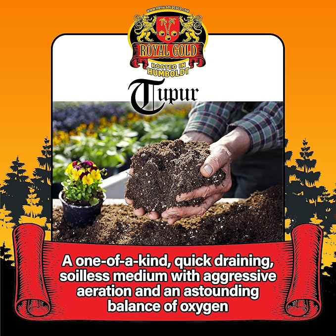 Royal Gold Tupur Mix Quick Draining Soilless Growing Medium, 1.76 Cubic Foot - for Constant Plant Feeding, and Healthy Root Growth, Use in Hydroponics or Container Gardening