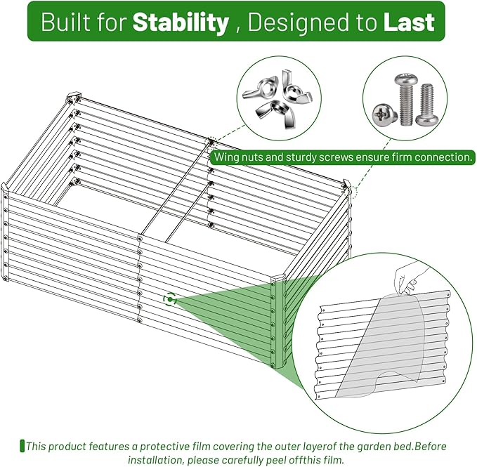 SnugNiture 4x2x2FT Galvanized Raised Garden Bed Kit, Metal Planter Box for Planting Plants Vegetables, Brown