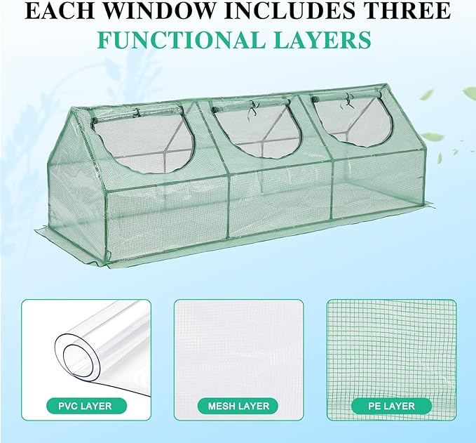 BPS 9x3x3 FT 3-in-1 Mini Greenhouse Kit, Small Greenhouse with Triple-Layer Window for All-Season Vegetable and Plant Growing