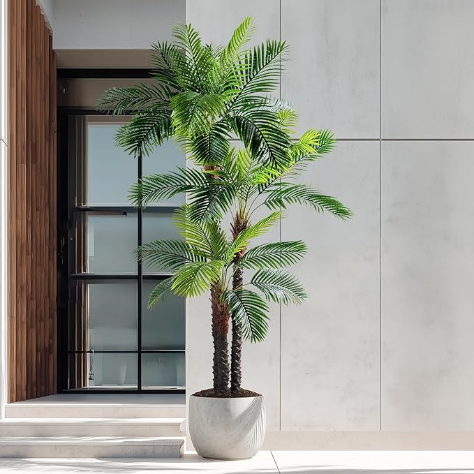 Erimda 9.1FT Artificial Phoenix Palm Tree Artificial Plants Indoor Outdoor Large Faux Coconut Silk Palm Tree Tropical Fake Tree Faux Sago Palm Plant for Modern Farmhouse Yard Outside Patio Poolside