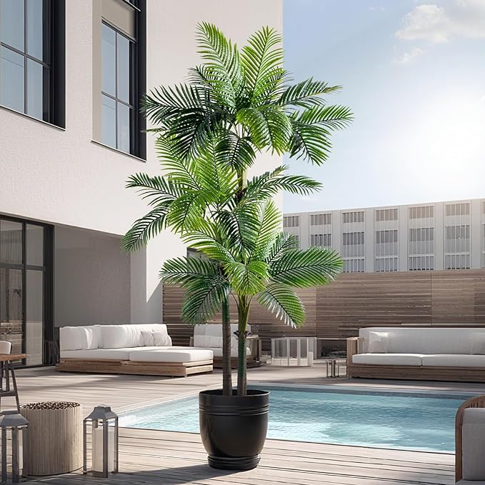 Erimda 9.1FT Artificial Phoenix Palm Tree Artificial Plants Indoor Outdoor Large Faux Coconut Silk Palm Tree Tropical Fake Tree Faux Sago Palm Plant for Modern Farmhouse Yard Outside Patio Poolside