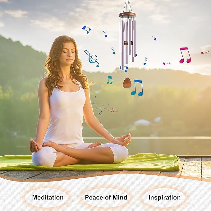 Bursvik Large Aluminium Wind Chimes 37 Inches to Create a Zen Atmosphere Suitable for Outdoor, Garden, Patio Decoration. Classic Wind Chimes with Wind Catcher Suitable as A Gift for Unisex(Purple)