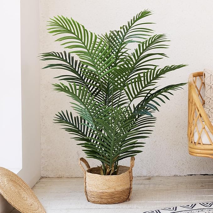 VeriNatural Artificial Palm Tree 4FT Tall Palm Trees UV Resistant Fake Plant Large Potted Faux Tropical Areca Palm Floor Plants for Indoor Outdoor Home Living Room Porch Patio Decor 2 Pack, VN125