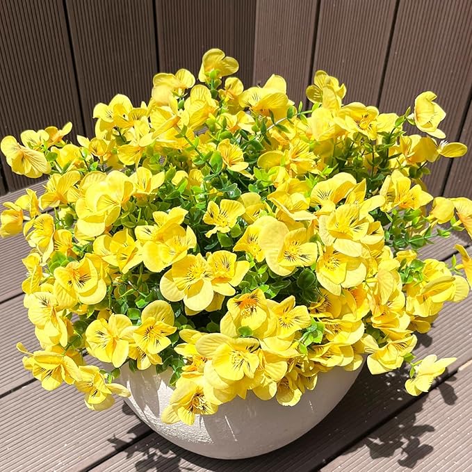 Artificial Flowers for Outdoor, Realistic Faux Plants for Outside Indoor Porch Patio Window Box Planter Home Decor (Red-12PCS)