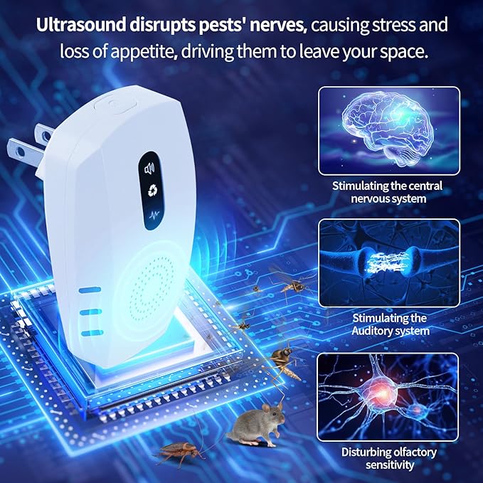 2026 Cvtayn Upgraded Ultrasonic Pest Repellent Indoor Insect Repeller,Pest Control,Repellent Roach,Mouse,Bugs, Mosquito,Mice,Spider,Ant,Rodent Repellent Ultrasonic Plug in,3 Mode Switching,10 Packs