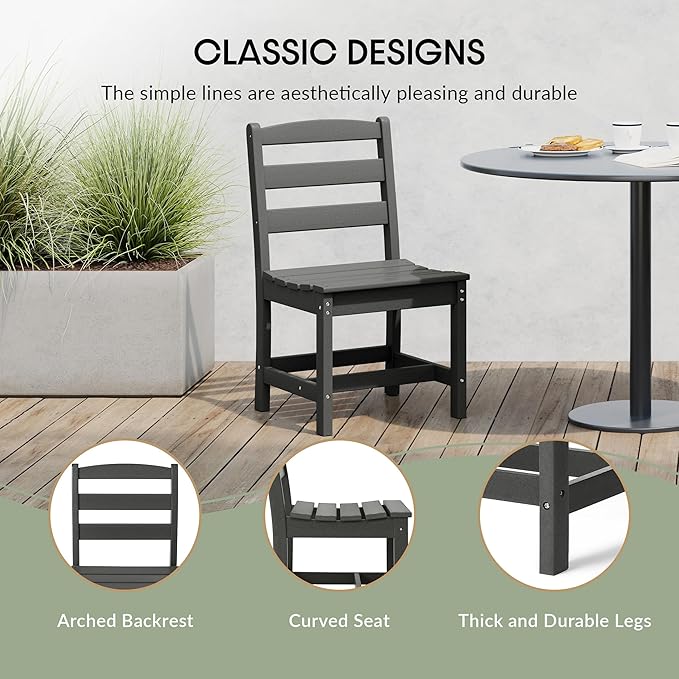 WestinTrends Ashore Outdoor HDPE Patio Classic Armless Dining Side Chair, Gray