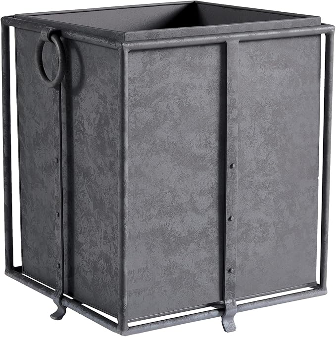 MY SWANKY HOME Large Minimalist Classic Metal Box Planters Liners Square Industrial Rivets Gray