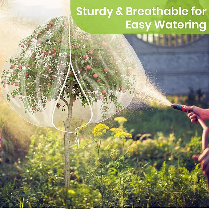 2Pcs Large 10x10FT Fruit Tree Netting with Zipper, Drawstring - Mesh Bags Covers for Garden Protection - Insect Bird Tree Nets for Fruit Trees, Blueberry Bushes, Flower and More