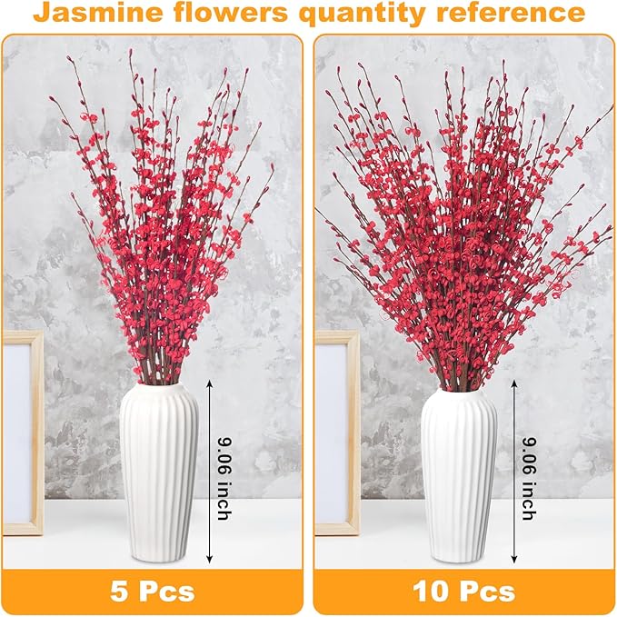 5 Pcs Valentine's Day Flowers Artificial Red Flowers 29.5" Long Stems Patriotic Picks with Mini Red Berry for DIY Floral Art Plant Wedding Home Office Table Decorations