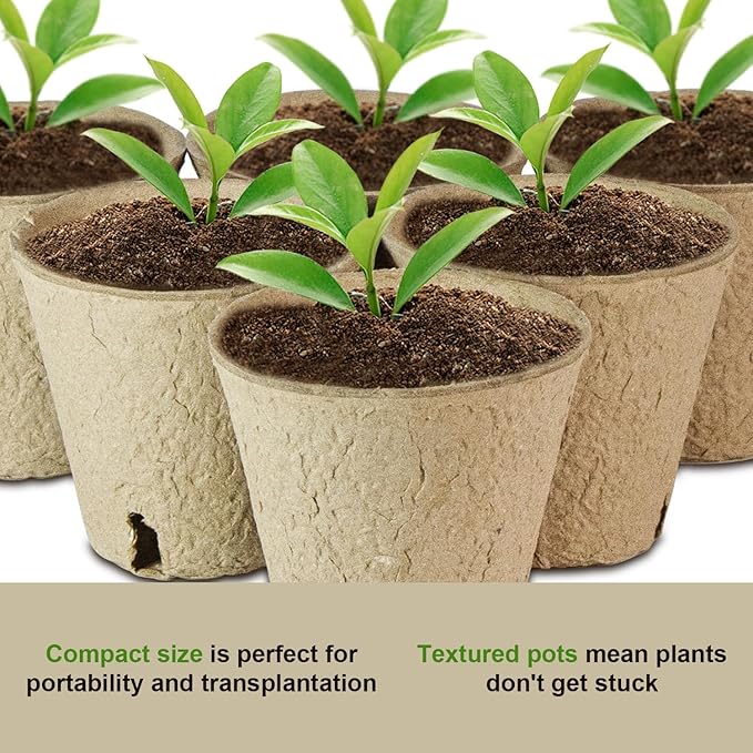 DESKEMAI Peat Pots, Biodegradable Pots for Seedlings with Drain Holes, Garden Plant Nursery Pots for Plants, Vegetables,Fruits and Herb (26)