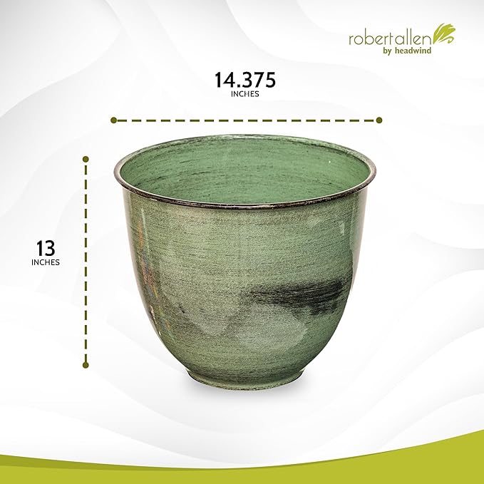 Headwind Glazed Ironstone Hamilton Collection Decorative Plant Pot – 14" Evergreen Pot – Lightweight & Durable with Drainage Flower Pots for Indoor Plants & Outdoor Planter Use by Robert Allen
