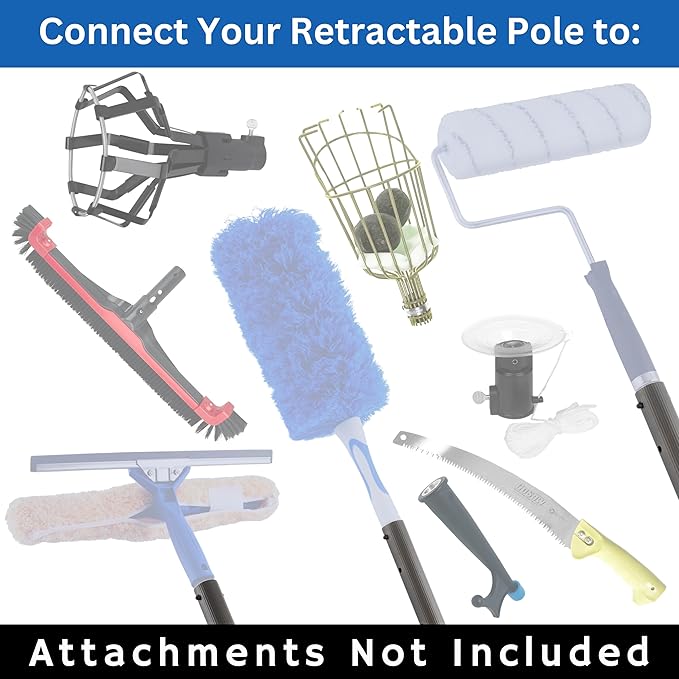 ProTuff Products - 16ft Telescoping Pole Never Sticks or Slips - Totally Covered by Our 490 Promise - A Truly Pro-Grade, Telescopic, All Purpose, Long Paint Roller Extension Pole for Painting, Etc.