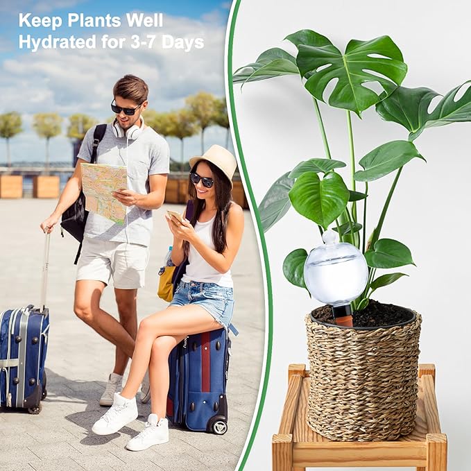 4 Pack Plant Watering Globes with Covers 17oz Self Watering Planter Insert Indoor/Outdoor Plant Watering Devices for Automatic Drip Irrigation