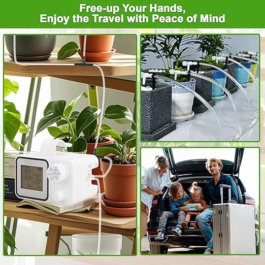 Yuehuam Automatic Watering System for 15 Potted Plants, Automatic Drip Irrigation Kit Smart Plant Watering Devices for Indoor Outdoor, Water Shortage Remind, IPX4