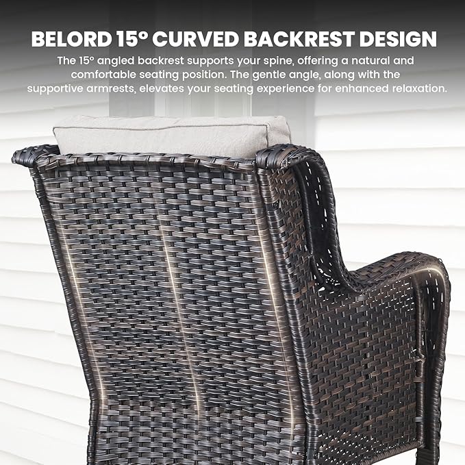 Belord Wicker Furniture 4 Pieces Outdoor Patio Furniture Set Patio Loveseat Sofa Set with Wicker Chairs and Coffee Table, Paito Conversation Set for Porch Garden Deck Balcony Poolside