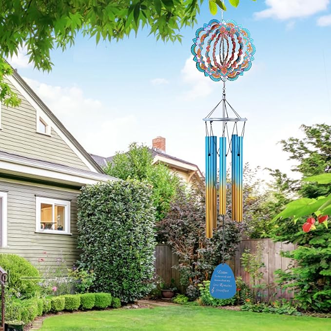 Aoedelyart Wind Chimes for Outside with Wind Spinner Mandala Lucky Star,33" Memorial WindChimes Outdoor Garden Decorations,Suitable for Zen Patio,Gifts for Mom Women Wife Grandma,Christmas Ornaments