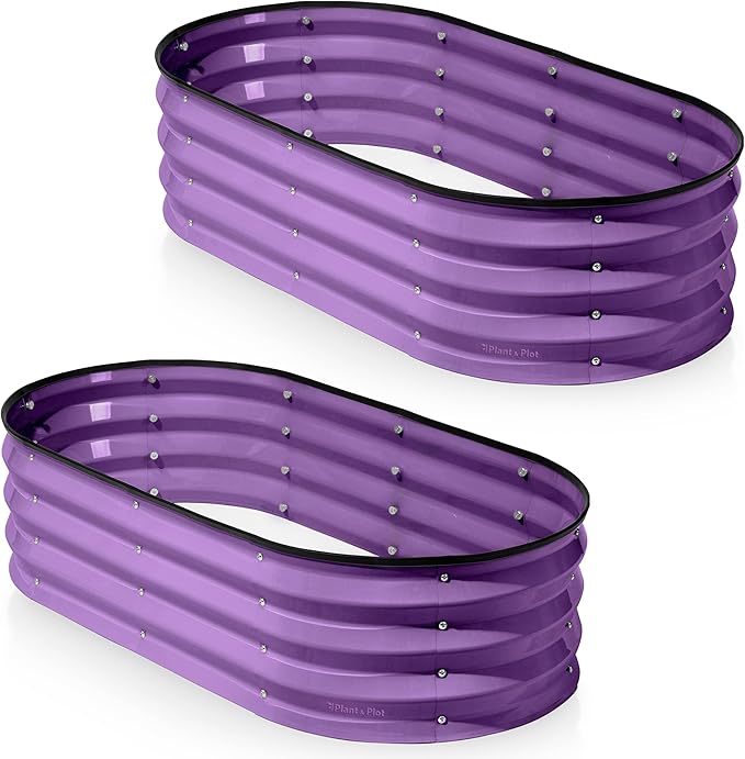Galvanized Raised Garden Beds Outdoor // 4×2×1 ft (2-Pack) Planter Raised Beds for Gardening, Vegetables, Flowers (Purple) // Large Metal Garden Box