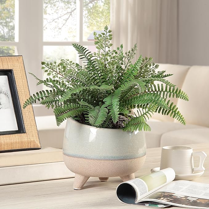 Blanca Rosana Artificial Boston Fern Plants Bushes Faux Plants Shrubs Greenery for House, Office, Garden, Inddor and Outdoor Decor (Standard)