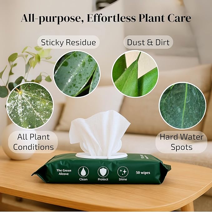 The Green Alcove Plant Leaf Cleaner & Leaf Shine, Plant Cleaner | 2 Pack of 50 (Total 100 Count)