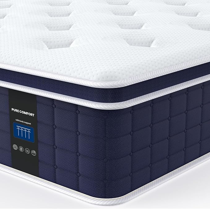 Full Size Mattress 12 Inch, Coolvie Firm Mattress Hybrid in a Box with CertiPUR-US® Certified Foam, Individual Pocket Spring for Motion Isolation & Pressure Relief- Comfort Night Sleep-100-Night Trial